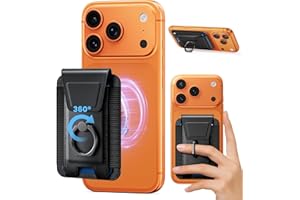 XIAUODO for Mag-Safe Wallet with Adjustable 360° Ring – Magnetic Wallet for iPhone, RFID Blocking Privacy Flap Leather Phone Case with 6-Card Holder for iPhone-17/16/15/14/13/12 Series