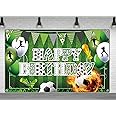 Happy Birthday Soccer World Cup Decoration - 6 X 3.6ft Birthday Sign Banner with Sports Theme Party Decorations for Kids Photo Booth Props