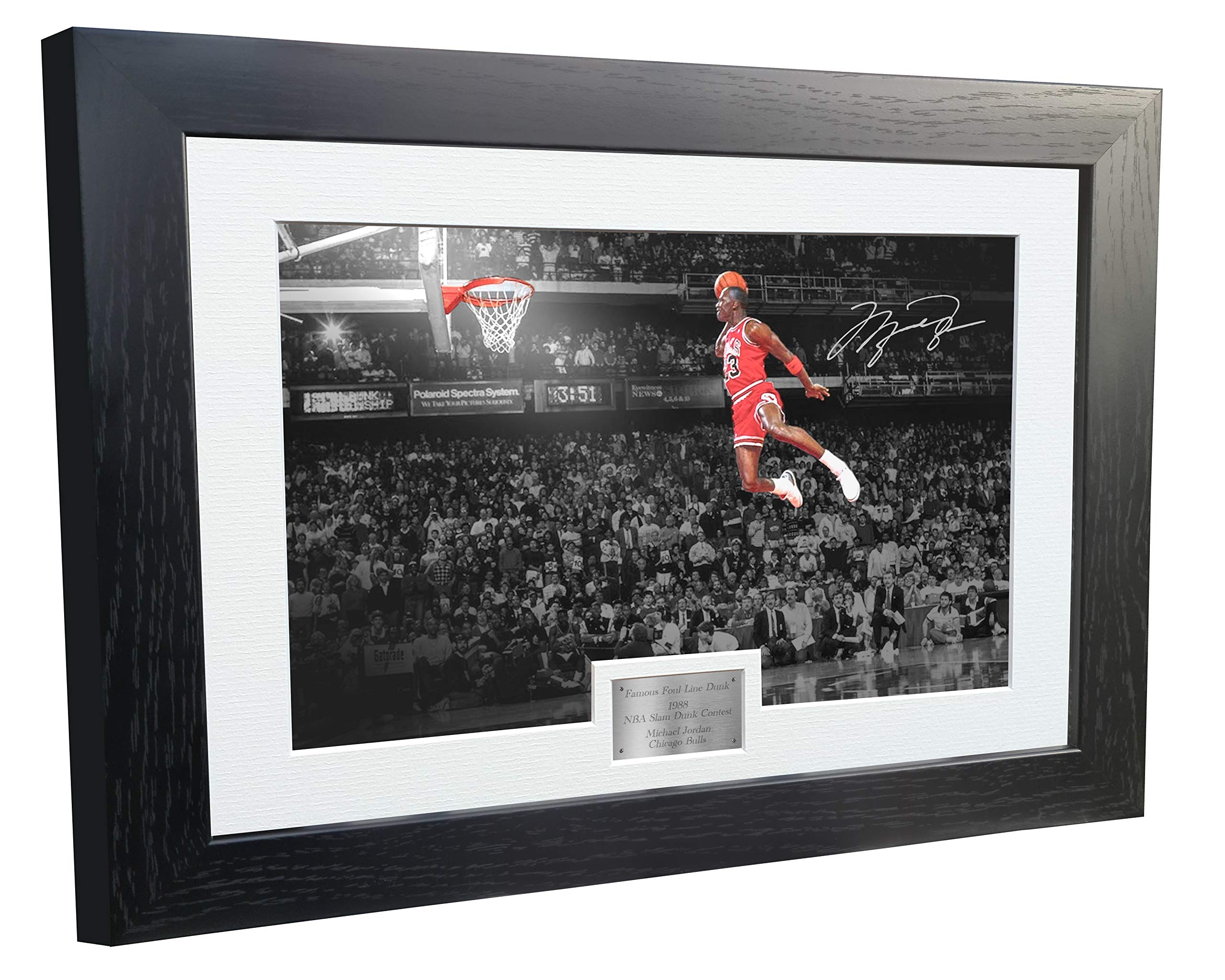 Kitbags & Lockers Large A3+ Print Signed Famous Foul Line Dunk 1988" Michael Jordan Chicago Bulls Autographed Photo Photograph Picture Frame NBA Basketball Poster Gift S
