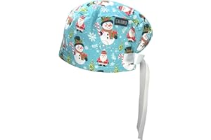 CALOMED Euro Style Scrub Cap for Women & Men with Ribbon Ties & Buttons, Head Cover for Long or Short Hair