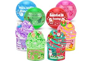 LAWOHO Christmas Stocking Stuffers for Kids, 4 Pack Christmas Slime Balls with Butter Slime & Xmas Add-ins, Slime kit for Gir