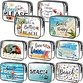 Kacctyen 10 Pcs Beach Clear Makeup Bags Gift for Women Clear Toiletry Bag Beach Cosmetic Bags Waterproof Travel Multifunction Pouch for Friend Sister Nurse Vacation Organization