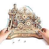 ROKR 3D Wooden Puzzles for Adults Miniature Marble Run Building Toys,DIY Pinball Machine Model Kits-Gear Ball Challenge EGC01