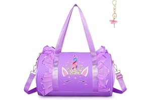 Dorlubel Cute Toddler Ballet Dance Bag for little Girl Tutu Dress Bag with Key Chain (Purple Unicorn)