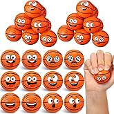 Arrowbash 36 Pcs Mini Face Basketball Stress Balls Bulk Small Basketballs Stress and Anxiety Relief Toy Foam Sports Squeeze Balls for School Carnival Reward Valentine's Day Sports Party Favors Gifts