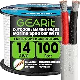 GEARit 14 Gauge Marine Wire, 14/2 AWG Tinned Copper Electrical Wire, 100ft | Tinned Copper Waterproof Cables, Marine-Grade PVC Jacket, Flexible Duplex Design for Boat, RV,Car, Automotive&amp;Outdoor Wiring
