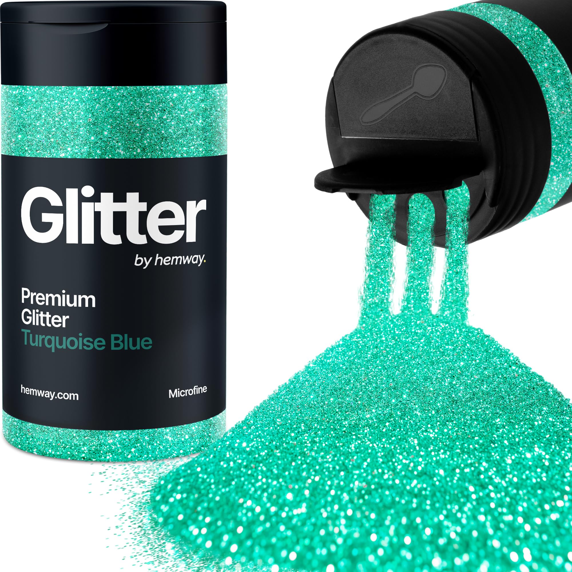 Turquoise Blue Glitter Shaker, 130g Microfine Glitter, Crafts 1/256" Metallic Flake Turquoise Blue Sequins, Resin & Epoxy Crafts, Decorating, Halloween, Christmas Nail, Face, Hemway