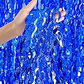 4 Pack Navy Blue Wavy Foil Fringe Curtains Party Decorations - 3.3 ft x 6.6 ft Streamer Tinsel Curtain Party Photo Backdrops for Birthday Party