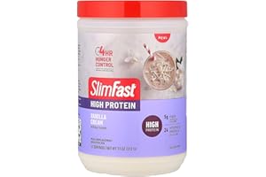 SlimFast Advanced Nutrition High Protein Meal Replacement Smoothie Mix, Vanilla Cream, Weight Loss Powder, 20g of Protein, 12 Servings (Packaging May Vary)