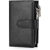 GOIACII Womens Wallets RFID Blocking Leather Trifold Clutch Wallet Credit Card Holder Ladies Purse 3 ID Windows Black