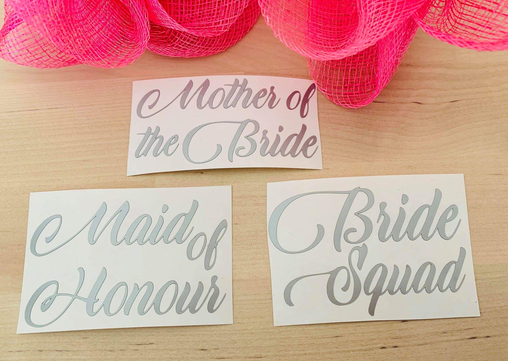 Murrielle ltd Team Bride / Bride, Bride Squad Decal Label for Wedding Party champagne flutes glasses/wine glasses MATT FINISHED SILVER (5 TEAM BRIDE+ BRIDE)