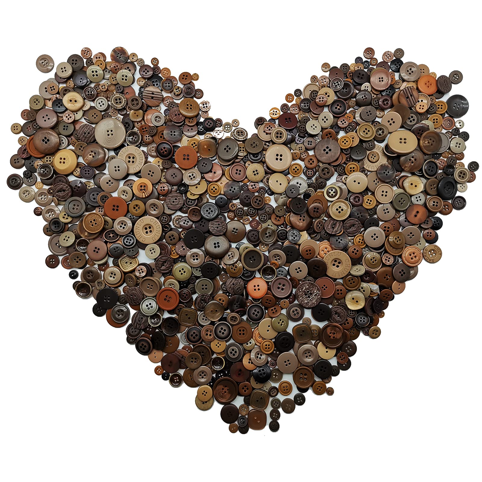600-700Pcs Brown Buttons for Crafts Bulk Assorted