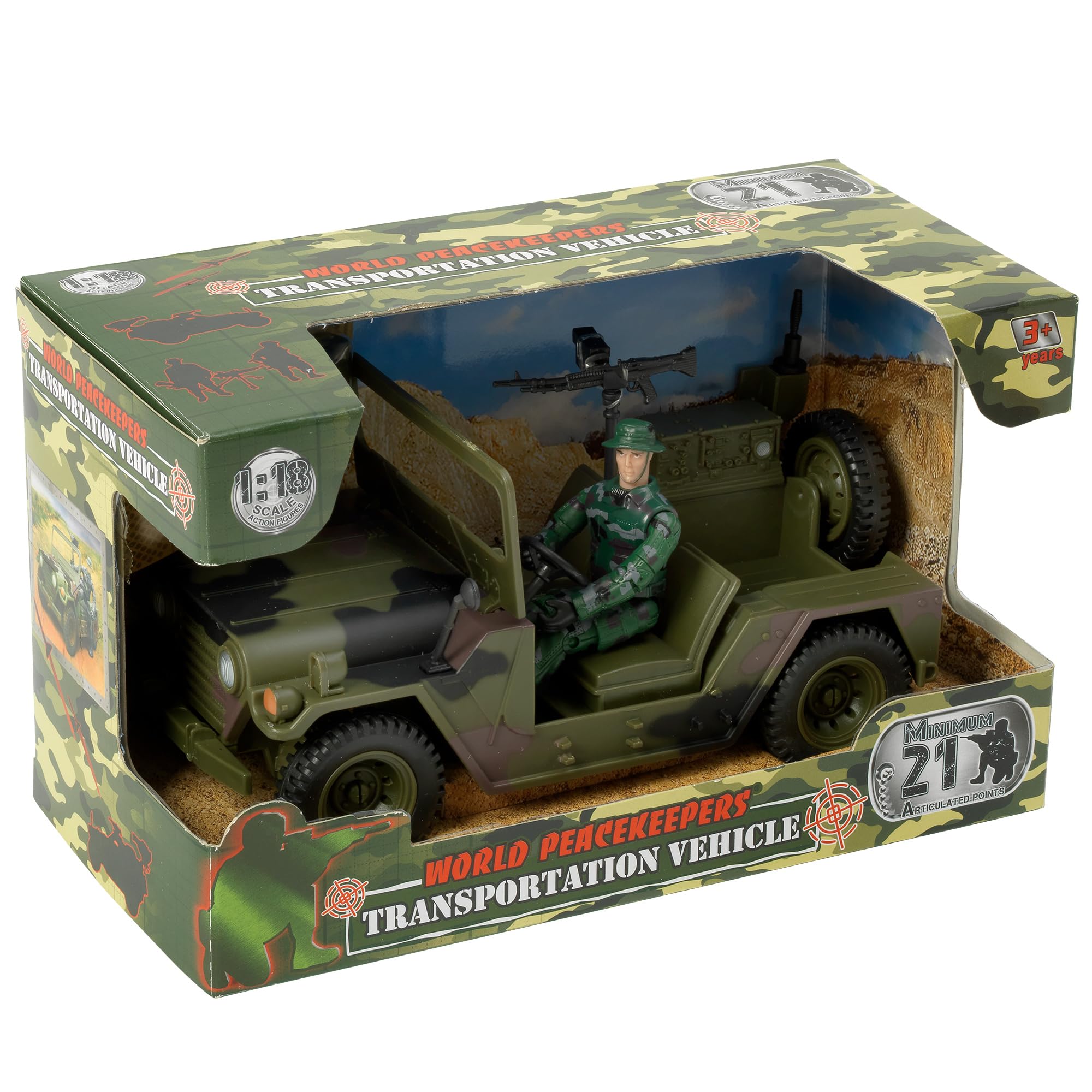 WORLD PEACEKEEPERS from Peterkin | 20cm Military Transportation Vehicle with Articulated Figure | 1:18 Scale | Action Figures & Accessories | Ages 3+