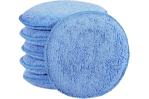 FONAROLL Microfiber Wax Applicator Pads, Car Wax Applicator, Buffing & Detail Polishing Foam Pads for Car Cleaning and Fine Polishing (5" Diameter, 6 Pack)…