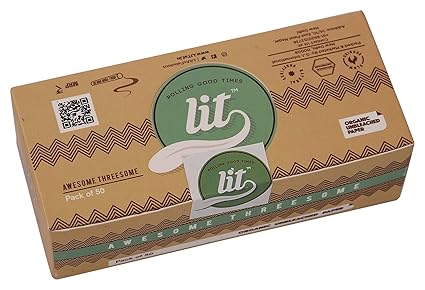 LIT Rolling Paper King Size Awesome Threesome Brown Smoking Paper (Pack of 50)