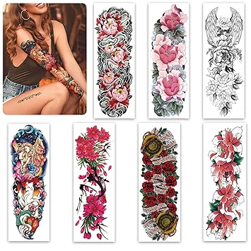 Amazon Com Temporary Tattoos Sleeve For Women Girls Full Arm Leg Tattoo Stickers Flowers Beautiful Realistic Fake Tattoos Waterproof And Long Lasting Beauty