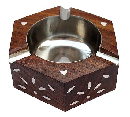 ITOS365 Handmade Wooden Ashtray Hexagon for Home Office Car Gifts
