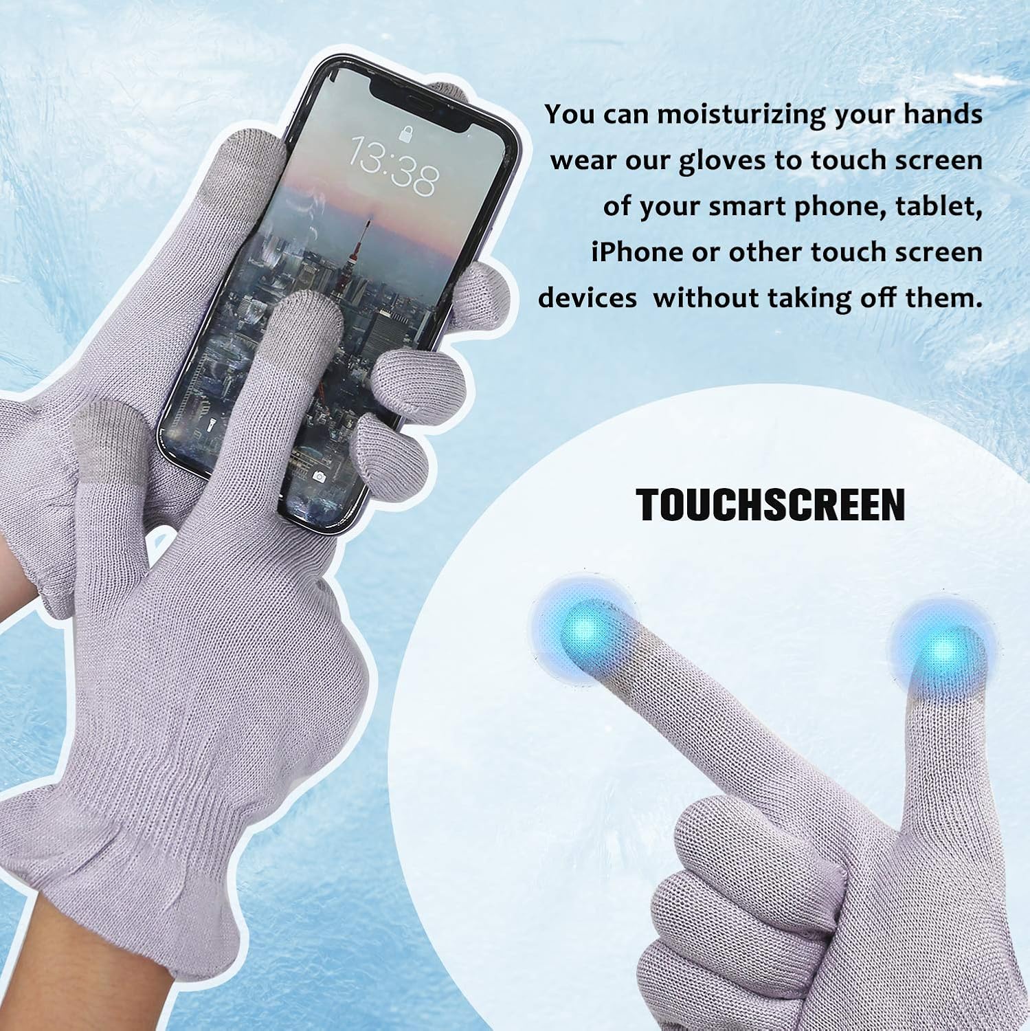 MIG4U Moisturizing Beauty Gloves Touchscreen Overnight Sleeping Glove for Women Dry Hands, Nighttime Lotion, Eczema, SPA, Cosmetic Treatment, grey purple 3 pairs size l/xl : Beauty