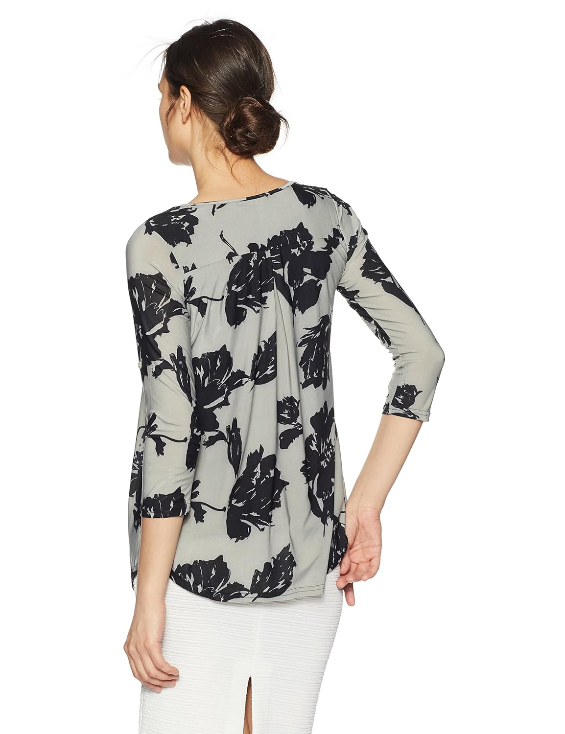 and women's floral regular fit top (ec18a009tp167gry/blk8)