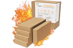 GIRtech USM-5 Heavy Duty Firebricks 5-Pack Fireclay, Chamotte 3000F US Stove 9" x 4-1/2" x 1-1/4" Insulating, Replacement Fire Bricks for Fireplaces, Wood Stoves, Pizza Ovens, Steel Furnaces, Forge