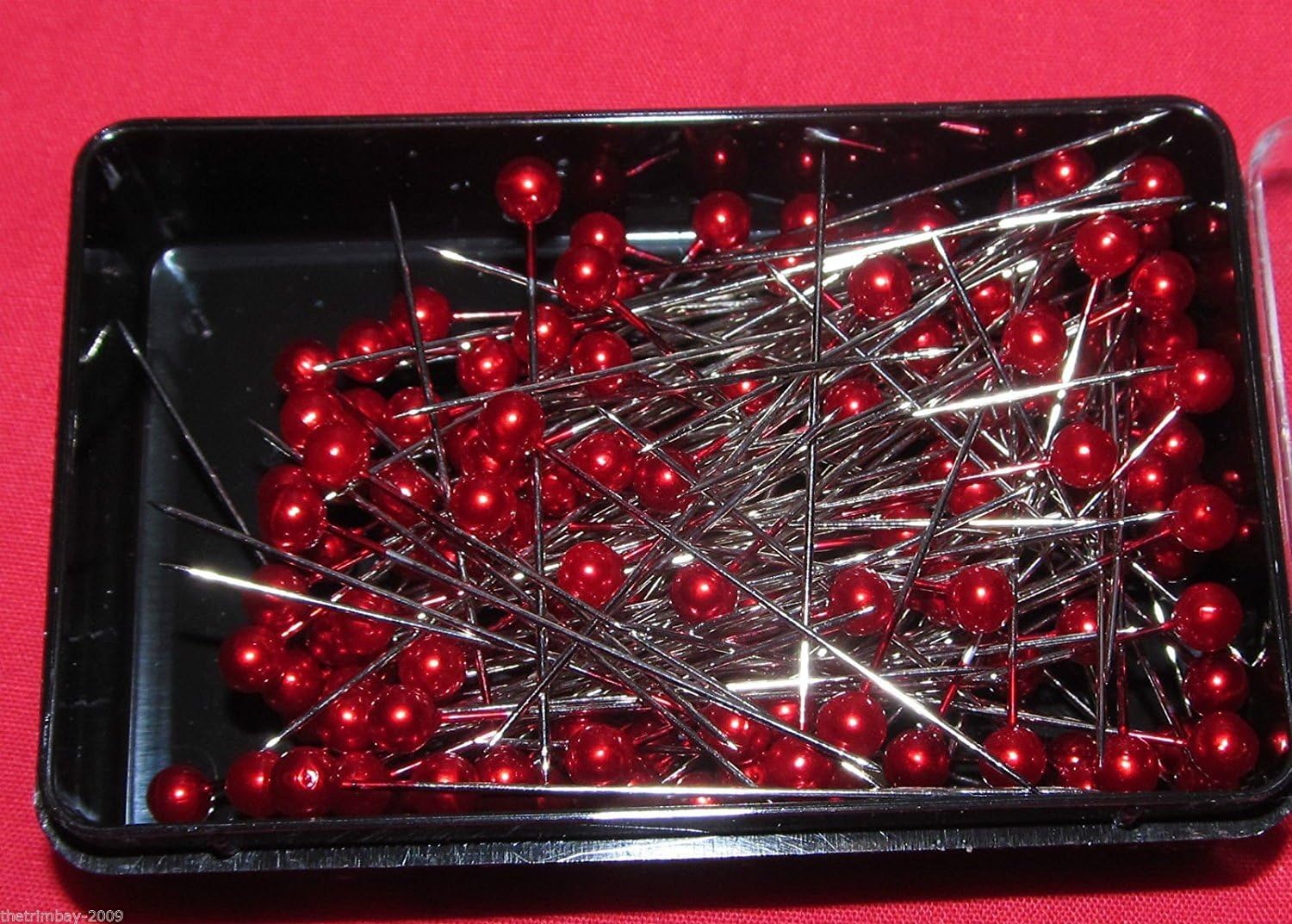 Pins144 Dressmaking Craft Pearl Headed Pins- Red