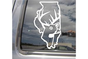 RIGHT NOW DECALS Illinois State Deer Hunter Hunting Season Outdoor - Cars Trucks Moped Helmet Hard Hat Auto Automotive Craft Laptop Vinyl Decal Store Window Wall Sticker 01218
