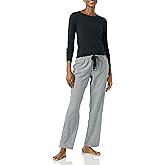 Amazon Essentials Women's Lightweight Flannel Pant and Long-Sleeve T-Shirt Sleep Set