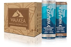 Waiakea Hawaiian Volcanic Coffee - Vanilla & Mocha Combo Pack - Ready to Drink Canned Coffee