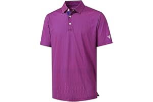 M MAELREG Mens Golf Shirt Short Sleeve Dry Fit Print Moisture Wicking Performance Patterns Collared Polo Shirt