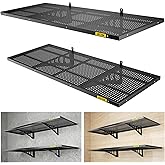 Aecxm 2-Pack 1.64x4ft Adjustable Garage Wall Shelving 560lbs Load Capacity Heavy Duty Wall Mounted Storage Shelf Metal Floating Shelves for Garage(Black)