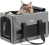 Pecute Cat Carrier XL Extra Stable Handbag with Safety Belt Breathable Mesh for