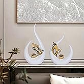 2 PCS White Home Decor Accent White and Gold Dining Table Centerpiece Decor Ceramic Mid Century Modern Bookshelf Decor Decorations Sculpture Centerpieces for Entryway Living Room Coffee Shelf Office