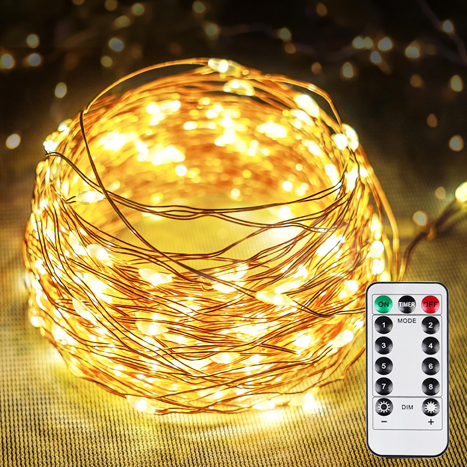 Photo 1 of 66FT 200 LED Christmas Fairy Lights Plug in with Remote and Timer, Waterproof Christmas String Lights Indoor Outdoor, Upgraded 8 Modes Twinkle String Lights for Bedroom Xmas Wedding Party(Warm White)