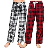 U2SKIIN 2 Pack Women Fleece Pajama Pants, Warm Plaid Lounge Pj Bottoms for Women with Pockets Soft