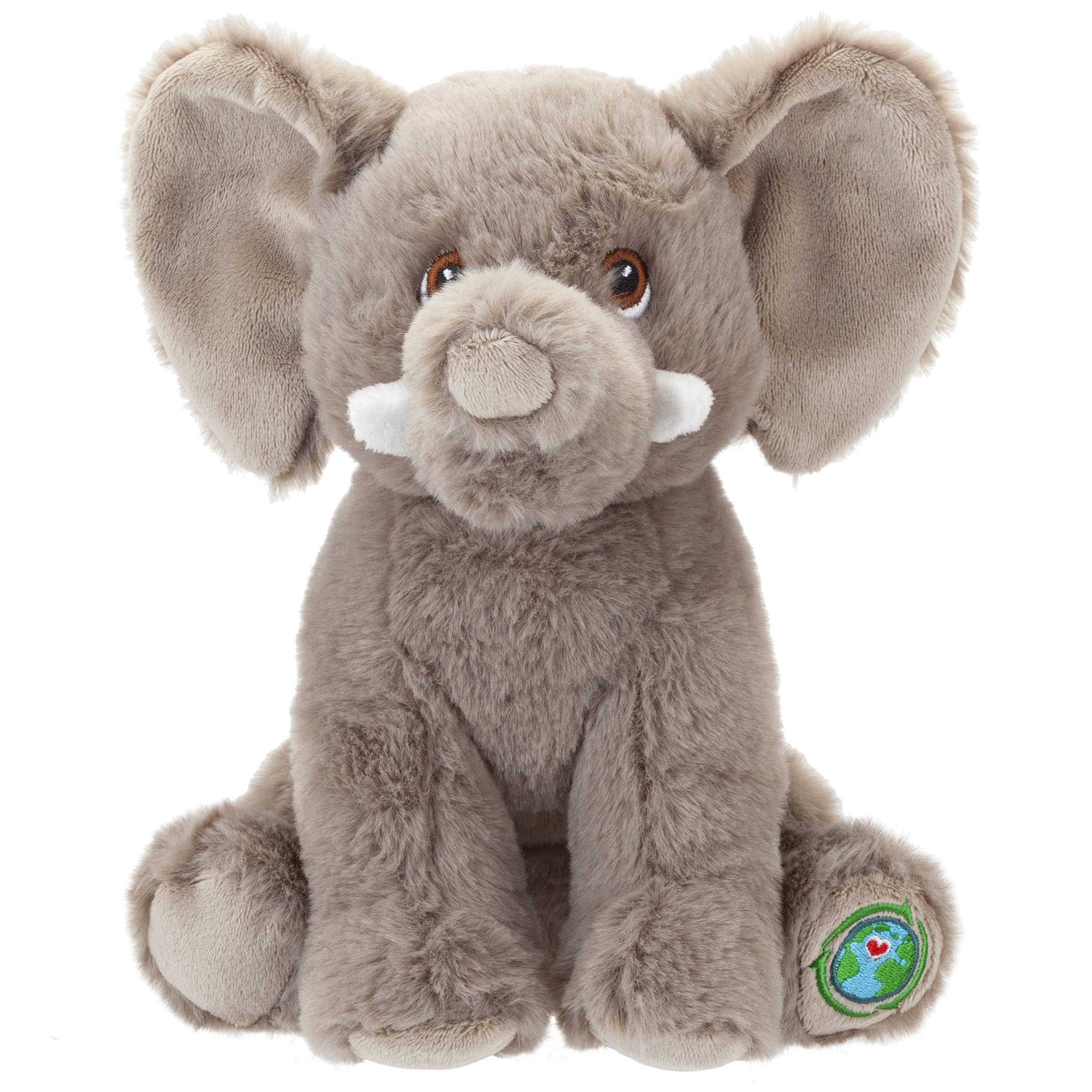 PMS VFM - Elephant Soft Toy 23cm Eco Friendly Toy - Super Soft Cuddly Grey Zoo Animal Fluffy Plush With Embroidered Details and 100% Recycled Material - Your Planet