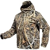 YEVHEV Hunting Jacket for Men Quiet Hunting Camouflage Clothing Hoodie Camo Coat Water-Repellent Windproof