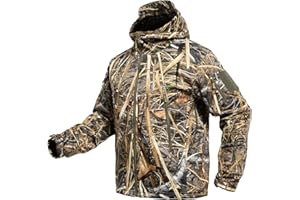 YEVHEV Hunting Jacket for Men Quiet Hunting Camouflage Clothing Hoodie Camo Coat Water-Repellent Windproof