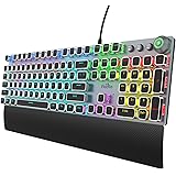 FIODIO Mechanical Gaming Keyboard, LED Rainbow Gaming Backlit, 104 Anti-ghosting Keys, Quick-Response Black Switches, Multime
