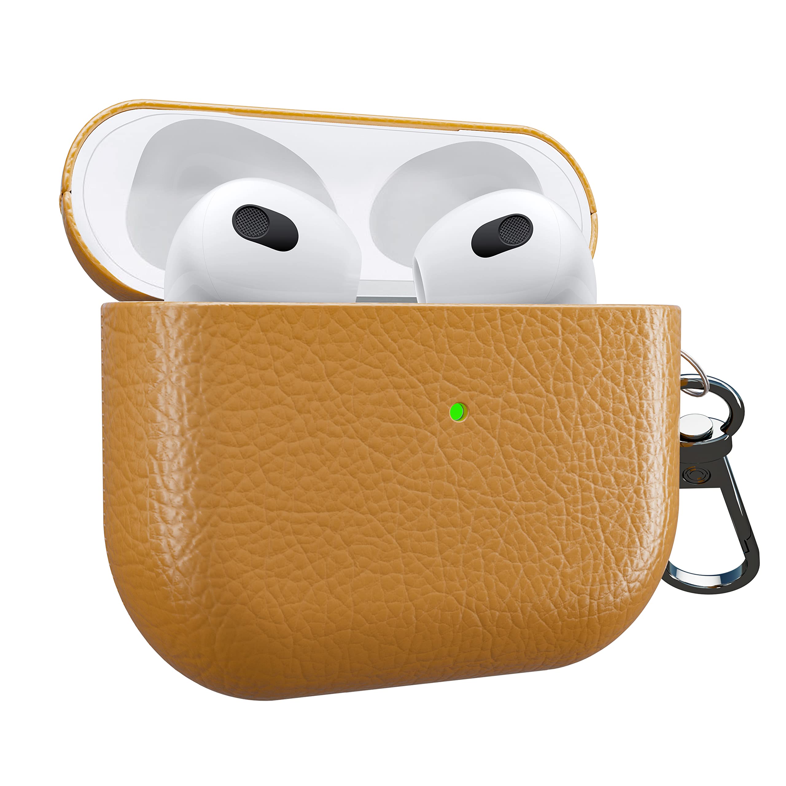 MyGadget Hard Case for Apple Airpods 3rd Generation - Anti-Slip & Shockproof Cover in Synthetic Leather for Bluetooth Earphones - Skin in Light Brown