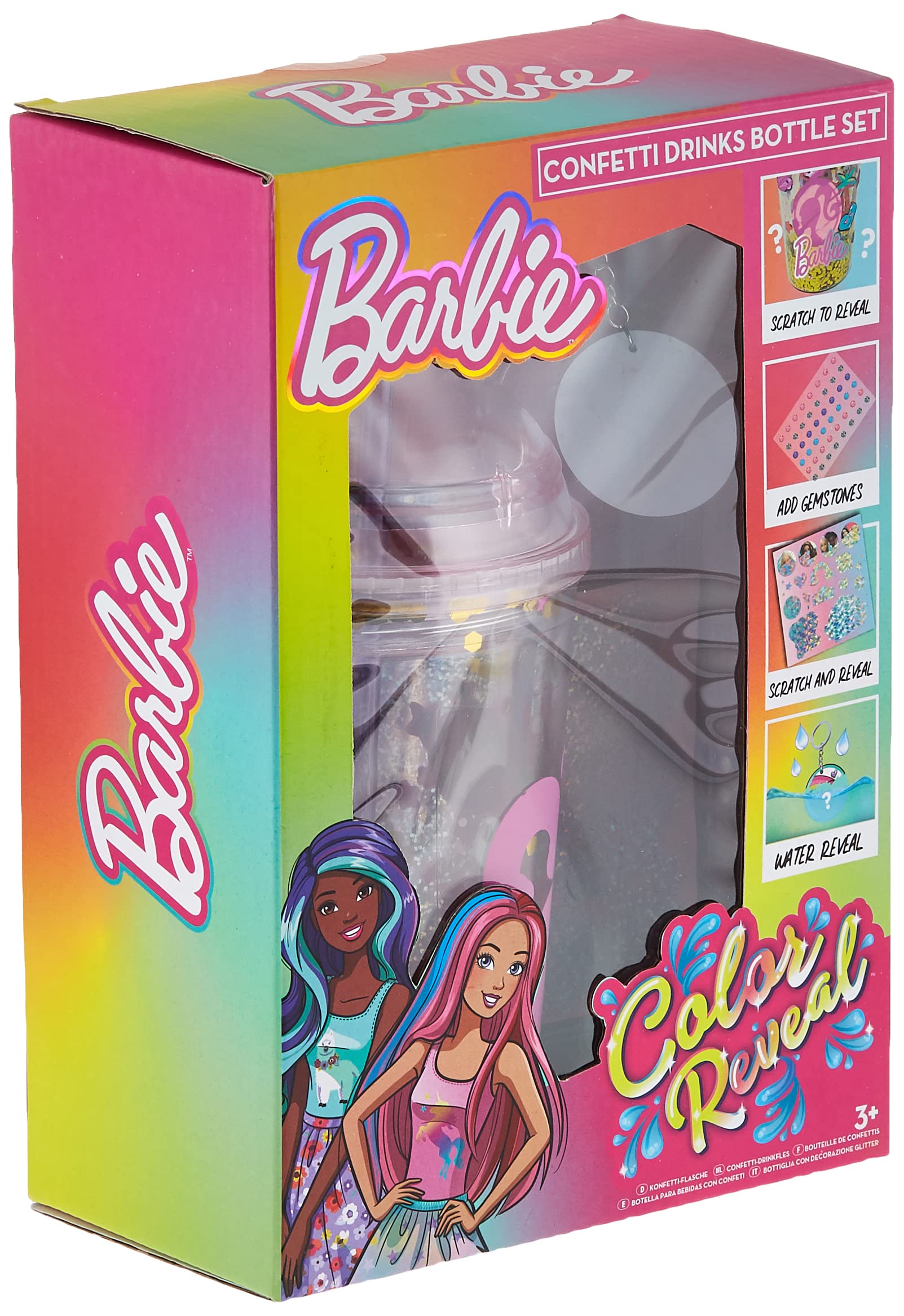 Barbie Colour Reveal Confetti Drinks Bottle Set