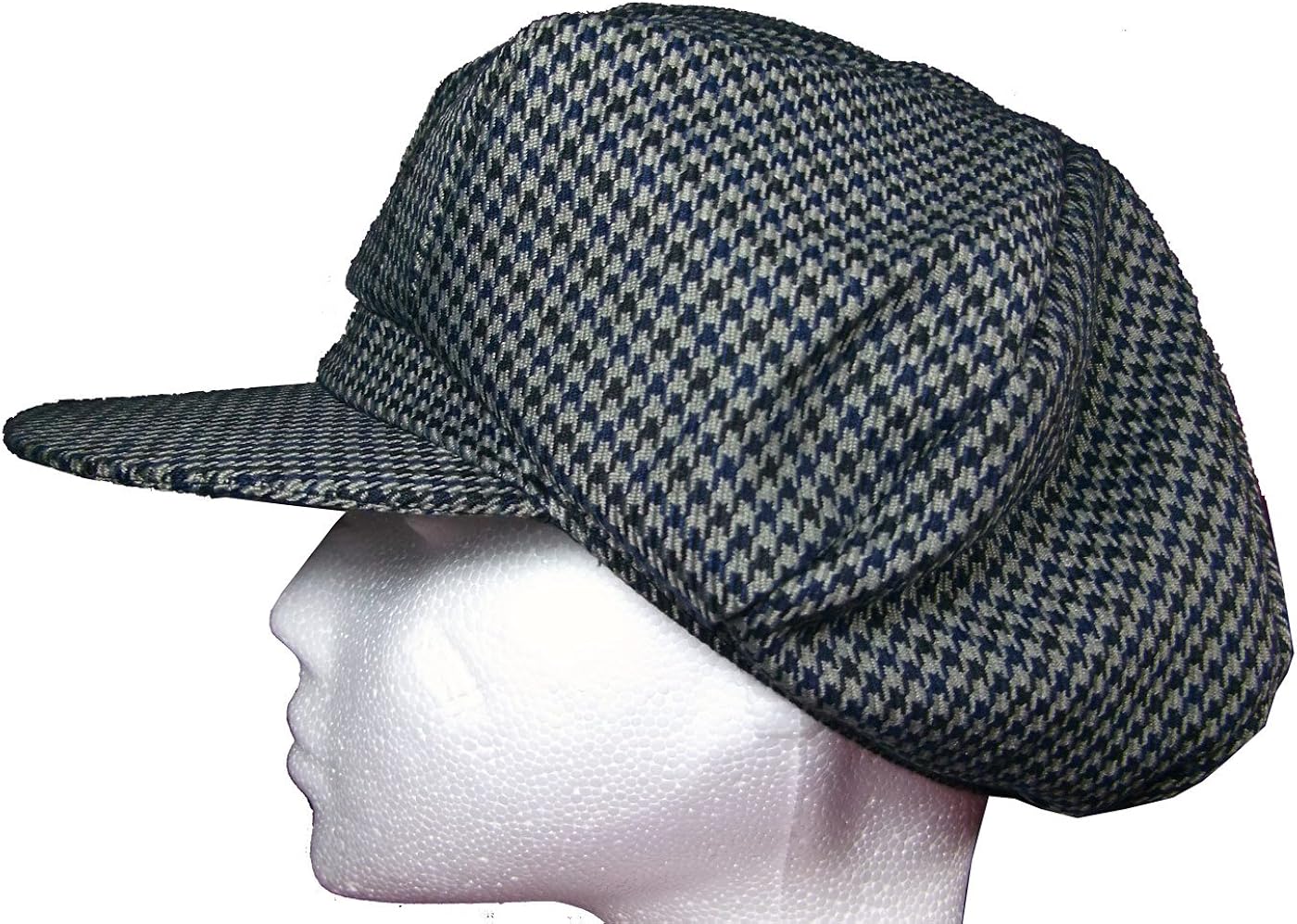 Baker Boy Hat Cap Black & Blue Houndstooth Check Large Size Amazon.co