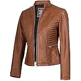 Blingsoul Disc Brown Leather Jacket Women Outerwear - Womens brown leather jacket | [1300174] Rachel, L
