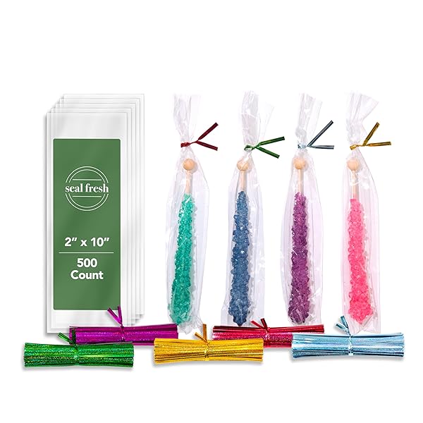 SEAL FRESH CELLOPHANE TREAT BAGS WITH 4″ HOLOGRAPHIC...
