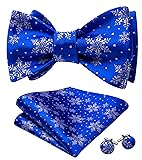 YOHOWA Mens Bow Tie Christmas Self Tie Set Blue