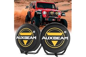 Auxbeam 9 Inch Round Off Road Light Covers Black Leather Protective Cover with Logo Offroad Driving Light Lens Mask for Truck