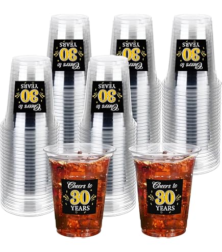 Amazon.com: Sparkle and Bash 30th Birthday Cups & Plastic Tumblers - 16  Pack, 16 Oz, Black, Cheers To 30 Years - Party Favors & Wedding Anniversary  Celebrations : Home & Kitchen