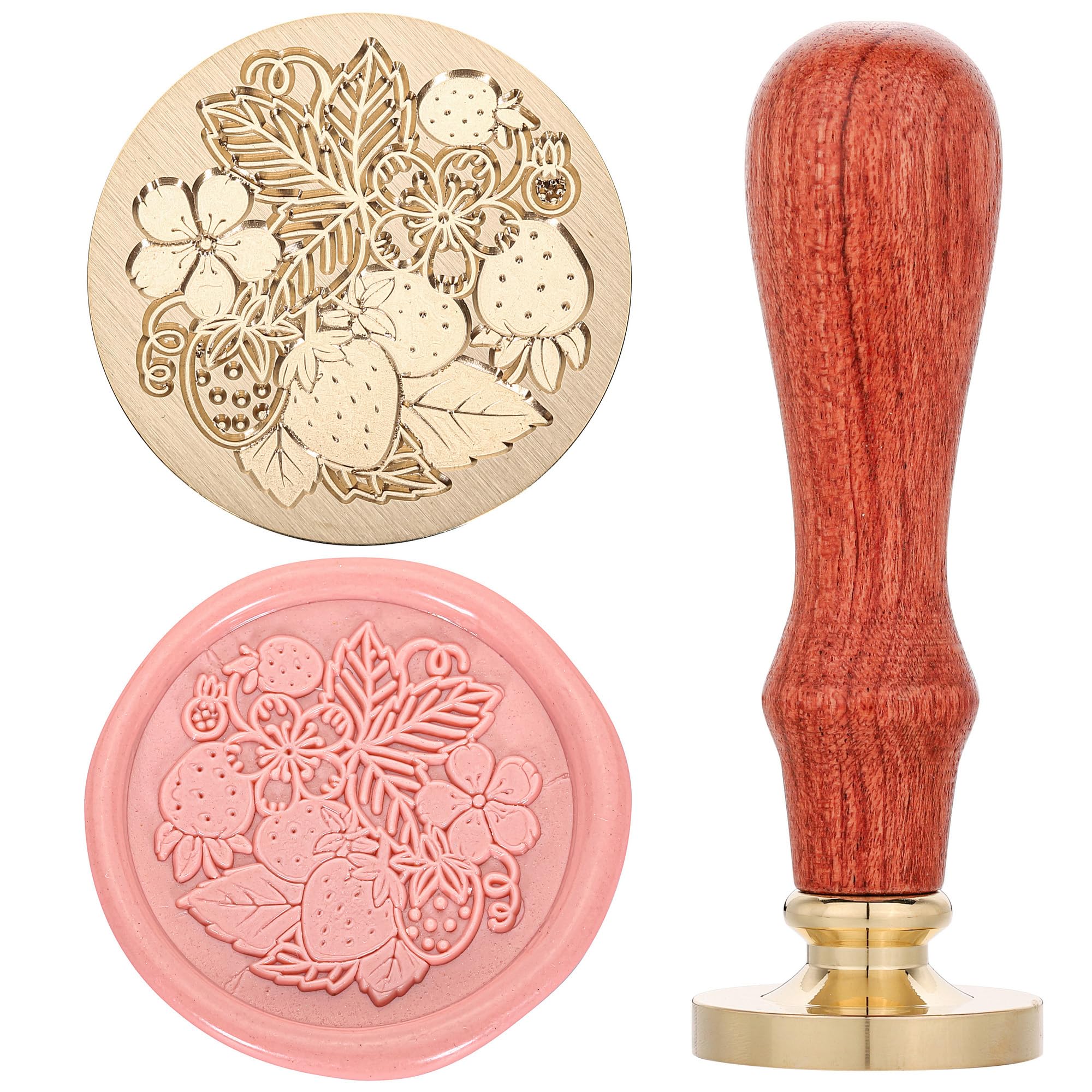 Filhome Fruit Wax Seal Stamp Vintage Retro Classical Wax Seal Stamp Valantines Gift for Lovers Copper Stamp with Fancy Pattern Strawberry