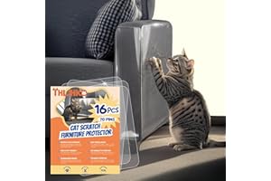 THLHKD 16 Pcs Cat Scratch Furniture Protector, Single Side Anti Scratch Furniture Protector with 4 Holes, Easy to Stick & Fix, Couch Protector from Cat Claws for Living Room(16P+70 Pins)