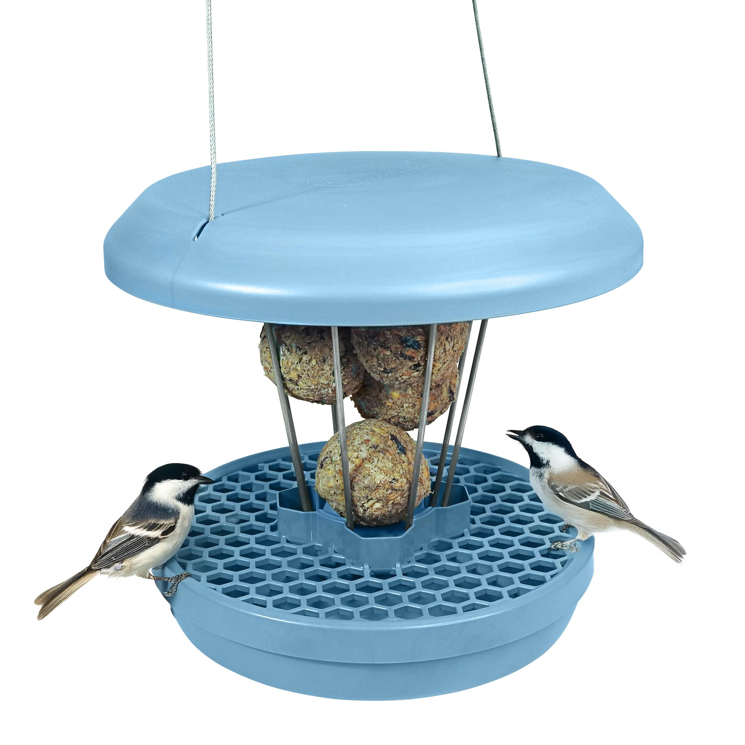 Photo 1 of SWISSINNO No Mess Bird Feeder Lucerne Smart Birds for Fat Balls - Feed Birds, not mice & Rats! Robust & Reliable for Hanging - Made in EU - Light Blue