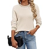 UEAL Womens Old Money Style Lightweight Cabel Knit Pullover Sweaters Long Sleeve Fall Winter Business Casual Tops 2026